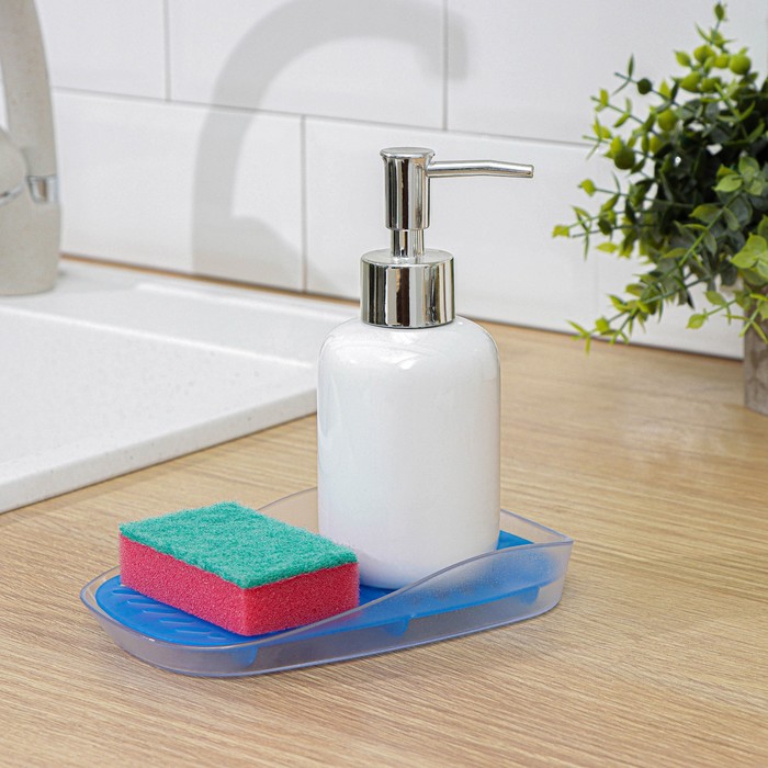 Подставка для моющего средства и губок Тео, цвет синий - Фото 1