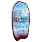 Картина "Зима" в форме среза дерева 60 см, каменная крошка - Фото 3