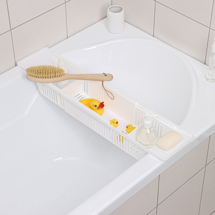 Полка на ванну Toys, 57-89 см, цвет снежно-белый - фото 8417825