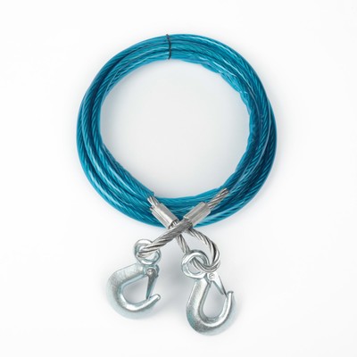 Трос буксировочный металлический в ПВХ оплётке, 4м, 5 тонн, 2 крюка