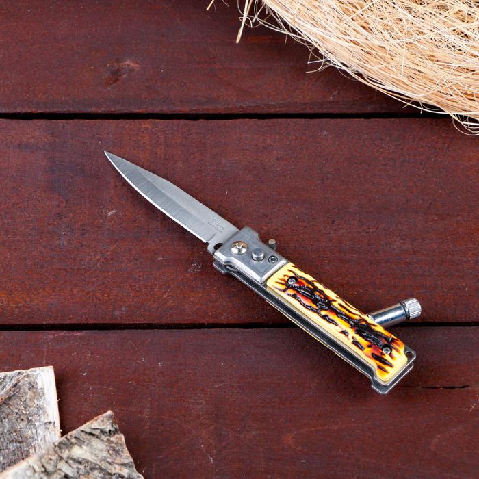 Нож складной "Пескарь" 16,5см, клинок 75мм/1мм, с фонариком - фото 1918651564