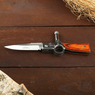 Нож складной полуавтоматический «Ружье», клинок 7 см, с фонариком