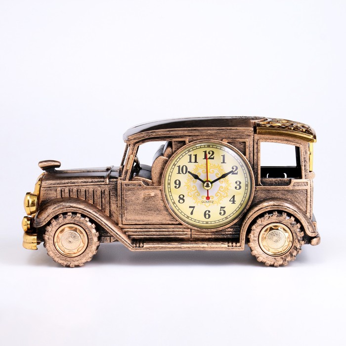 Часы - будильник настольные "Автомобиль ретро", дискретный ход, d-6.5 см, 10.5 х 22 см, АА - Фото 1