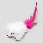 Мышь из натурального меха, 7.5 см, белая - Фото 5