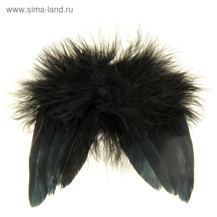 Крылышки декоративные перьевые, чёрные, 8х8 см - Фото 1
