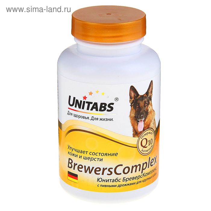 Витамины Юнитабс BreversComplex для крупных собак, с пивными  дрожжами, 100 таб - Фото 1