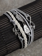 Браслет кожа «Магия знаков» совушки, 5 нитей, бело-серый, L=20 см - Фото 1