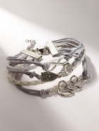 Браслет кожа «Магия знаков» совушки, 5 нитей, бело-серый, L=20 см 1035148