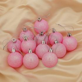 Набор шаров пластик d-4 см, 12 шт "Перелив" розовый