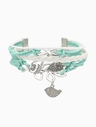 Браслет кожаный «Совы, веточка и знак бесконечности», L=20 см, 5 нитей, бирюзовый - Фото 3