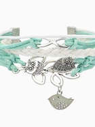 Браслет кожаный «Совы, веточка и знак бесконечности», L=20 см, 5 нитей, бирюзовый - Фото 4