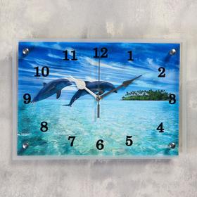 Часы настенные, серия: Море, 'Дельфины', 25х35 см