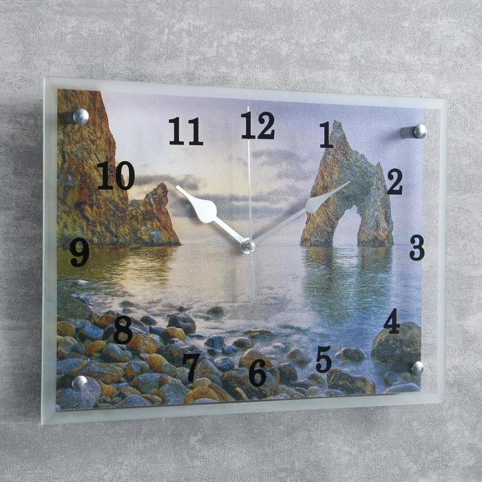 Часы-картина настенные, серия: Море, "Скала-врата у берега моря", дискретный ход, 25 х 35 см - фото 1905345313