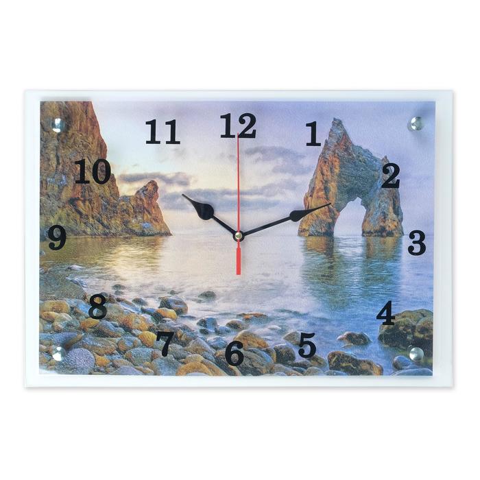 Часы-картина настенные, серия: Море, "Скала-врата у берега моря", дискретный ход, 25 х 35 см - фото 1905345315