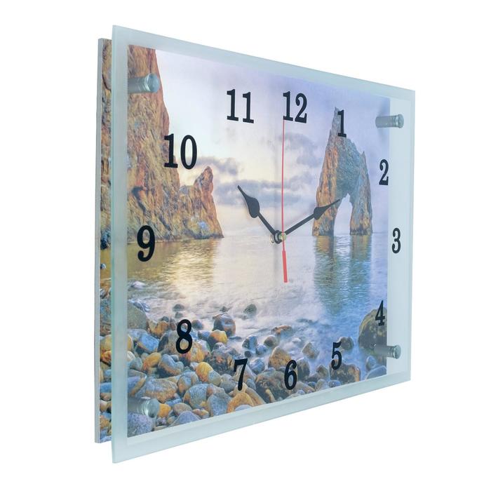 Часы-картина настенные, серия: Море, "Скала-врата у берега моря", дискретный ход, 25 х 35 см - фото 1905345316