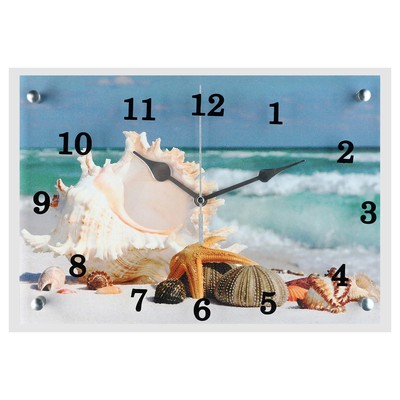Часы-картина настенные, интерьерные "Обитатели морского дна", бесшумные, 25 х 35 см