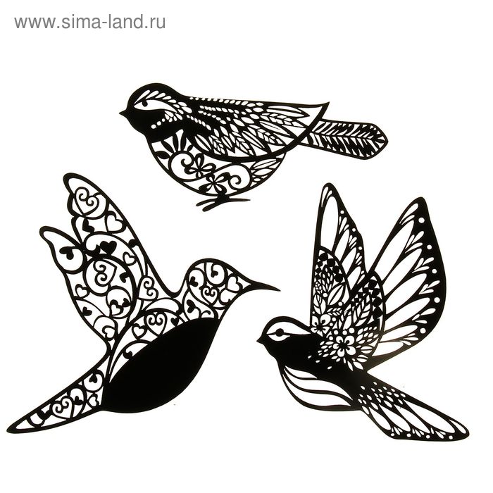 Декор для творчества (набор 3 шт) "Птицы" 15,4х10,5 см - Фото 1