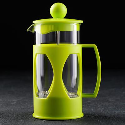Френч-пресс стеклянный Доляна «Оливер», 350 мл, цвет зелёный