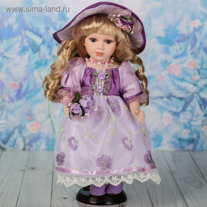 Кукла коллекционная "Беата с букетом в фиолетовом платье" 30 см - Фото 1
