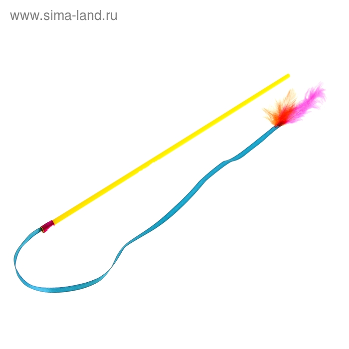 Дразнилка-удочка с пером, 39 см, микс цветов - Фото 1