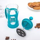 Чайник заварочный френч - пресс Доляна «Оливер», 350 мл, стекло, цвет бирюзовый - Фото 3