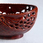 Конфетница "Веер", резка, коричневая, керамика, 12 см - Фото 4