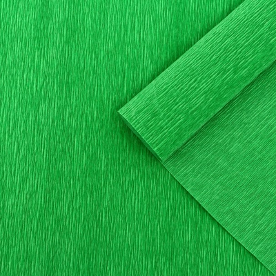 Бумага для упаковок и поделок, гофрированная, зеленая, однотонная, двусторонняя, рулон 1 шт., 0,5 х 2,5 м