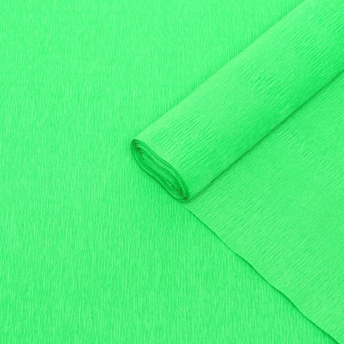 Бумага для упаковок и поделок, гофрированная, зеленая, однотонная, двусторонняя, рулон 1 шт., 0,5 х 2,5 м - Фото 1