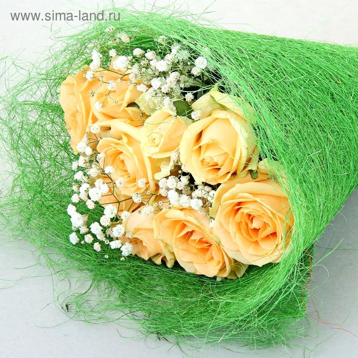 Салфетка для декора и цветов сизаль, зеленое яблоко микс, 60 х 30 см - Фото 1