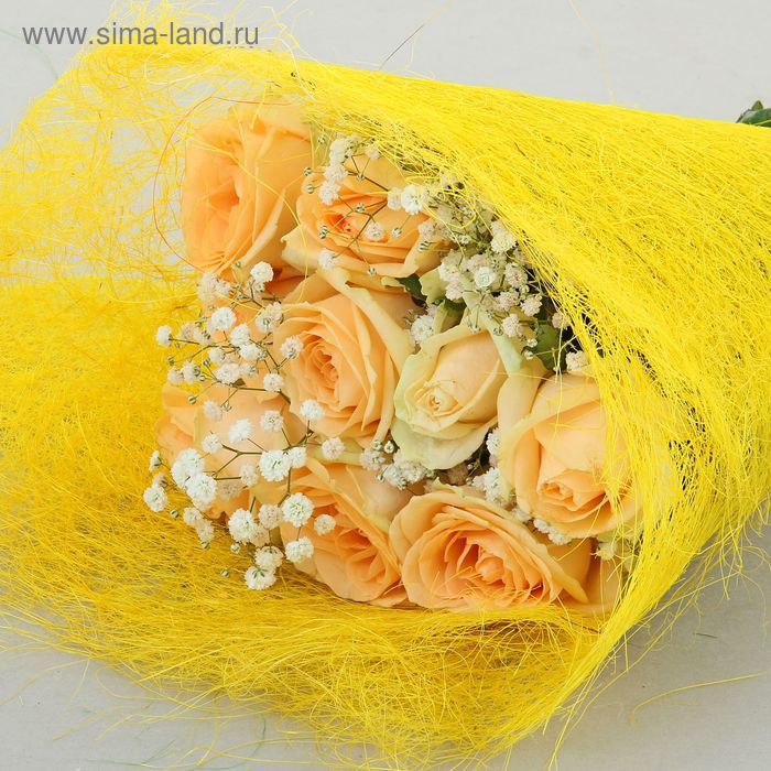 Салфетка для декора и цветов сизаль, желтый, 60 х 30 см - Фото 1