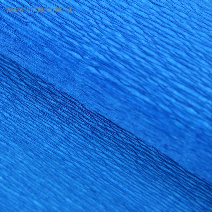 Бумага для упаковок и поделок, гофрированная, васильковая, синяя, однотонная, двусторонняя, рулон 1 шт., 0,5 х 2,5 м - Фото 1
