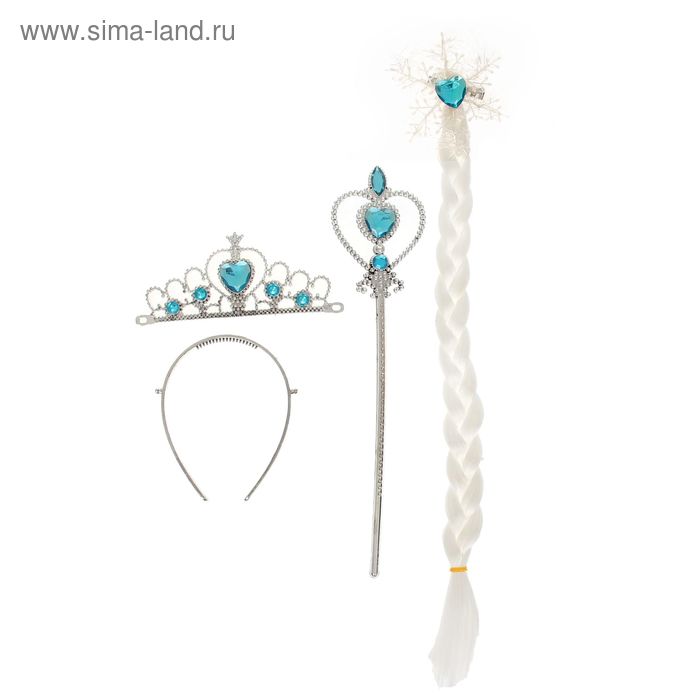 Карнавальный набор "Царевна", 3 предмета: корона, жезл, коса - Фото 1