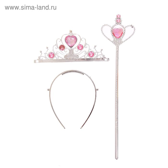 Карнавальный набор "Принцесса", 2 предмета: корона, жезл, цвета МИКС - Фото 1