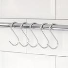 Крючки для рейлинга Доляна, d=2.4 см, 7 см, 5 шт., хромированные - Фото 1