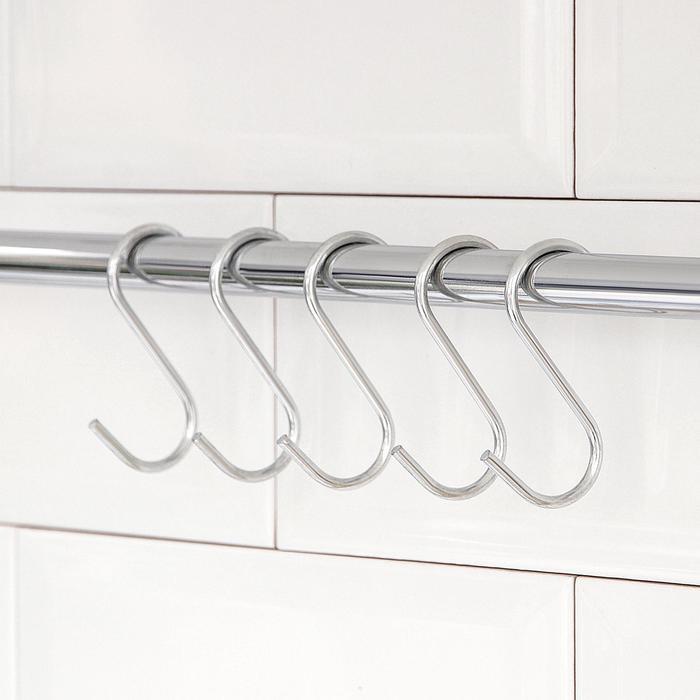 Крючки для рейлинга Доляна, d=2.4 см, 7 см, 5 шт., хромированные - Фото 1