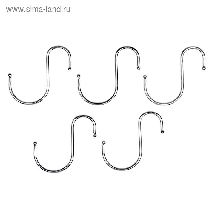 Крючок для рейлинга Доляна, длина 9 см, 5 шт - Фото 1