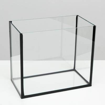 Аквариум Прямоугольный «Атолл» с крышкой, 13 л, 30×16×26/31 см, чёрный