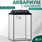 Аквариум «Колонна» с крышкой, 30 л, 30×23×43/48.5 см, чёрный - Фото 1