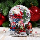Сувенир полистоун водяной шар "Дед Мороз в шапке-ушанке с елочкой" 7х8х7 см - Фото 5