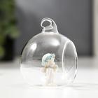 Фигурка-подвеска полистоун «Ангелок в шаре», ёлочная игрушка, голубой веночек, 6.7×5.5×6.2 см - Фото 3