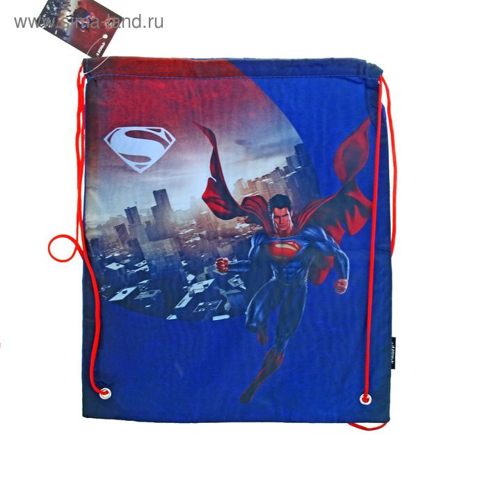 Сумка для сменной обуви "Супермен" 35*40см, на веревочной завязке с 2-мя фиксаторами - Фото 1
