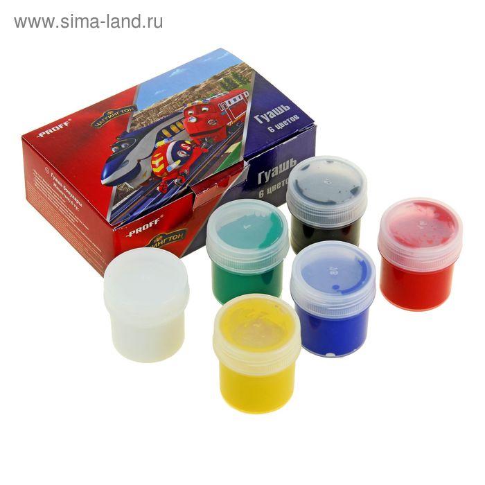 Гуашь 6 цветов*20 мл "Весёлые паровозики из Чаггингтона" 20см3 - Фото 1