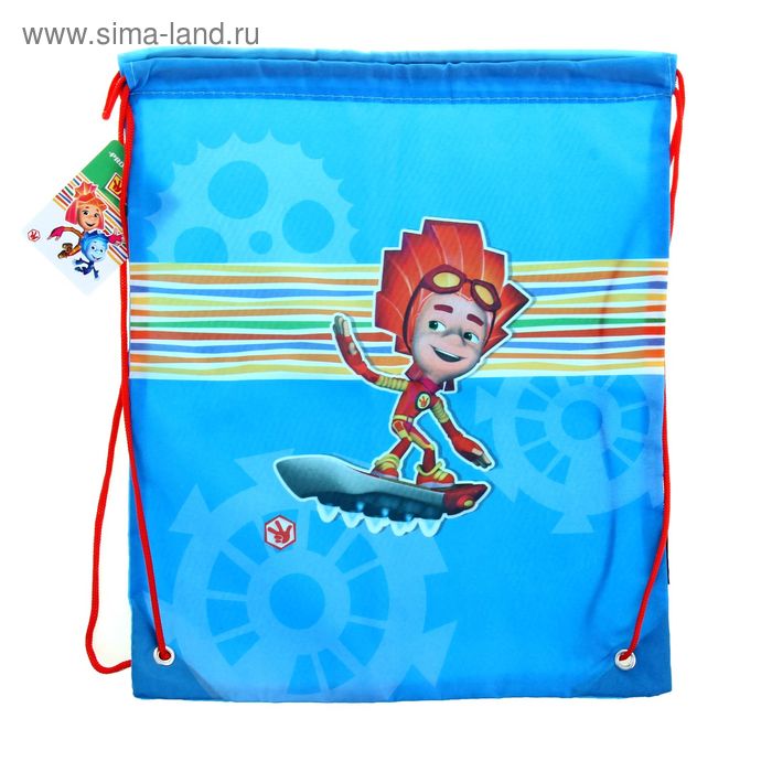 Сумка для сменной обуви "Фиксики" 35*40см, на веревочной завязке с 2-мя фиксаторами - Фото 1