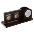 Набор настольный 3в1: часы, подставка п/ручки, 2 фоторамки (6х6), 26*11см - Фото 1