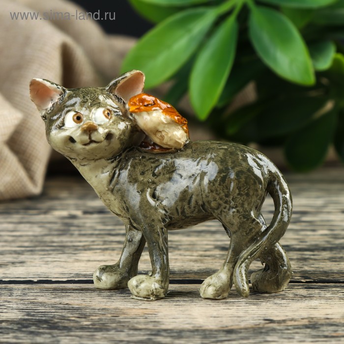 Сувенир - миниатюра полистоун "Кот с птичкой" 5,5х7х3 см - Фото 1