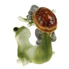 Сувенир - миниатюра полистоун "Лягушонок с черепашкой на зарядке" 6х5х6,5 см - Фото 4