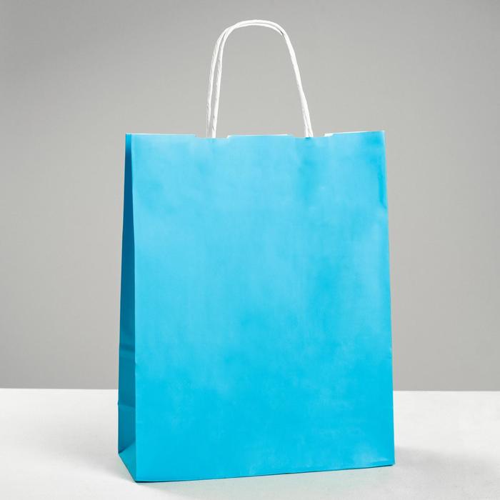 Пакет крафт "Радуга" голубой, 25 х 11 х 32 см, крученая ручка - Фото 1