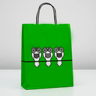 Пакет крафт "Совы" зеленый, 25 х 10 х 32 см - Фото 1