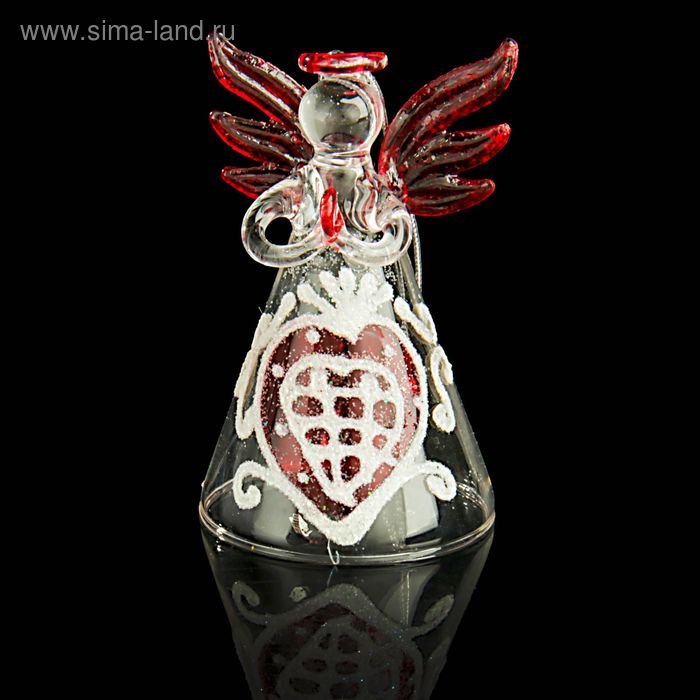 Сувенир стекло ангел "Сердечко в клеточку" 8,3х5,1х5,1 см - Фото 1