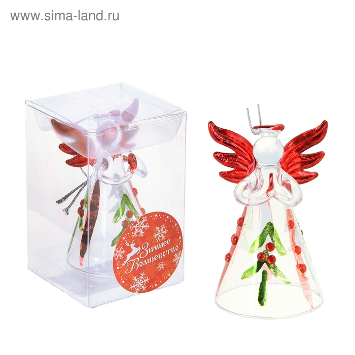 Сувенир стекло ангел "Веточка с ягодками" 8х5х5 см - Фото 1